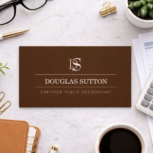 Professional Monogram Accountant CPA Brown 名刺