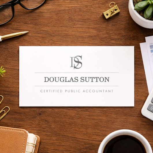 Professional Monogram Accountant CPA White 名刺
