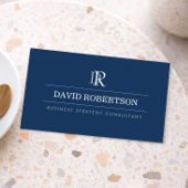 Professional Monogram Business Consultant Navy  名刺