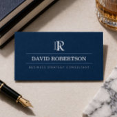 Professional Monogram Business Consultant Navy  名刺
