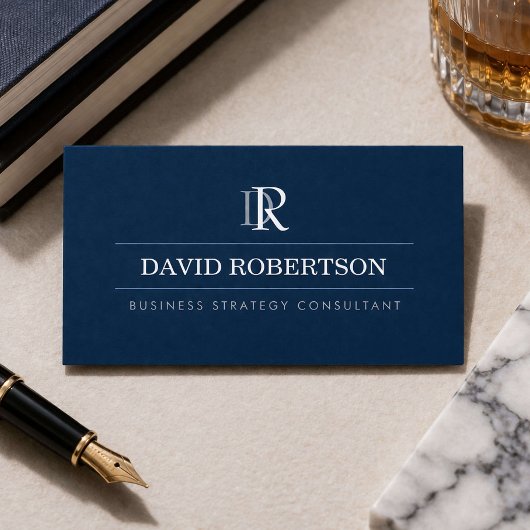Professional Monogram Business Consultant Navy  名刺