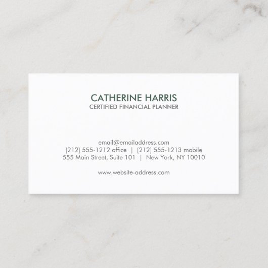 Professional Monogram Financial Advisor Dark Green 名刺 (裏面)