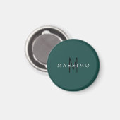 Professional Monogram Grey Blue Your Name マグネット (正面/裏面)