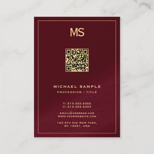 Professional Monogram QR Code Signature UV Matte 名刺 (裏面)