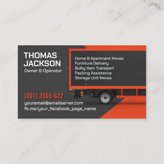 Professional Moving Services - Relocation 名刺 (裏面)