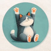 Professional Nap Taker Funny Sleeping Cat ラウンドペーパーコースター (正面)