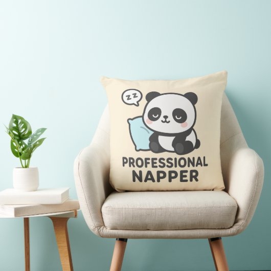 Professional Napper Panda Throw Pillow クッション (椅子)