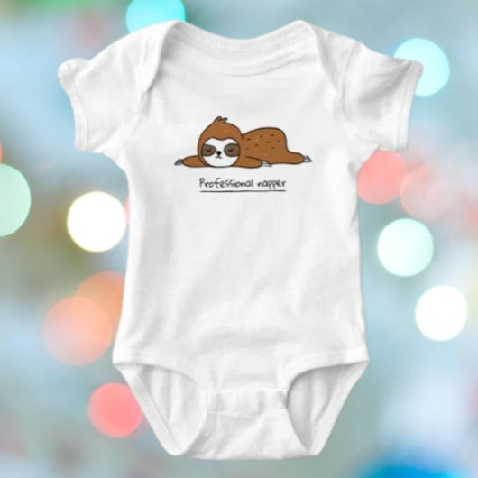 Professional Napper Sloth Funny Baby Bodysuit ベビーボディスーツ