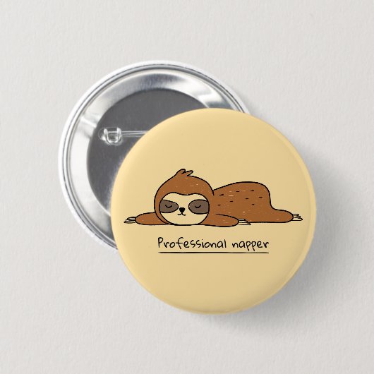 Professional Napper Sloth Pinback Button 缶バッジ (正面&裏面)