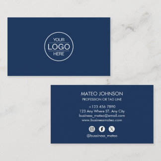 Professional Navi Blue Add your Logo 名刺