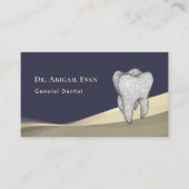Professional Navy Blue Gold 3D Tooth Icon Dentist 名刺 (正面)