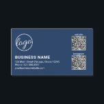 Professional Navy Blue Logo QR Code Modern 名刺<br><div class="desc">Modern business card featuring a simple and minimal design with your logo along with your business name and contact details on the left side. On the right side are two QR codes (if you prefer, you may remove one or both QR codes in the design editing tool). A basic and...</div>