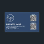 Professional Navy Blue Logo QR Code Modern 名刺<br><div class="desc">Modern business card featuring a simple and minimal design with your logo along with your business name and contact details on the left side. On the right side are two QR codes (if you prefer, you may remove one or both QR codes in the design editing tool). A basic and...</div>