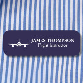 Professional Navy Blue Modern Aviation employee 名札