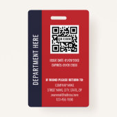 Professional Navy Blue Red Custom Employee ID バッジ (裏面)