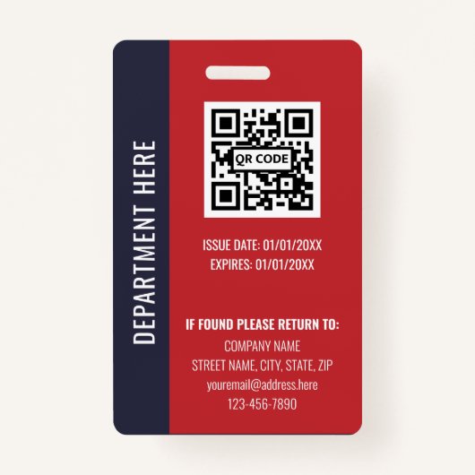 Professional Navy Blue Red Custom Employee ID バッジ (裏面)