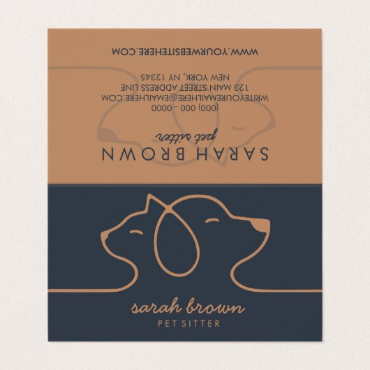 Professional Navy & Brown Pet 名刺 (外部フラット)