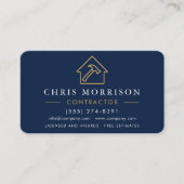 Professional Navy Gold Building Contractor QR code 名刺 (正面)