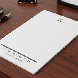 Professional Navy Gold Monogram Legal Desk Pad ノートパッド