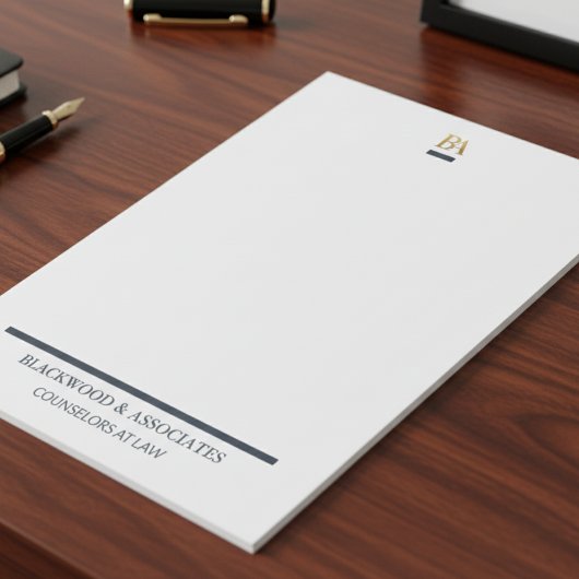 Professional Navy Gold Monogram Legal Desk Pad ノートパッド