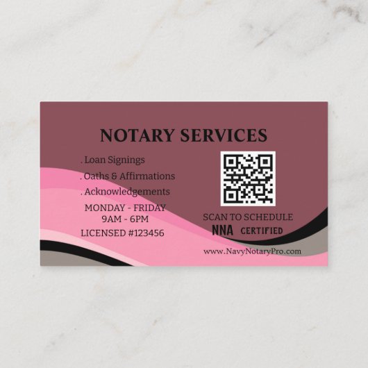 Professional Notary Public Business Card Template  名刺 (裏面)