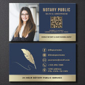 Professional Notary Public Navy Blue Gold Photo 名刺