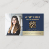 Professional Notary Public Navy Blue Gold Photo 名刺 (正面)
