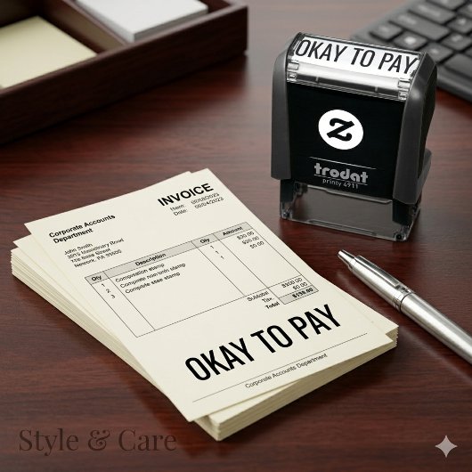 Professional Okay To Pay Self Inking Stamp Mark セルフインキングスタンプ