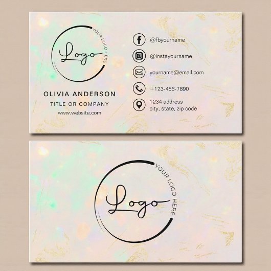 Professional Opal Business Logo Social Media 名刺
