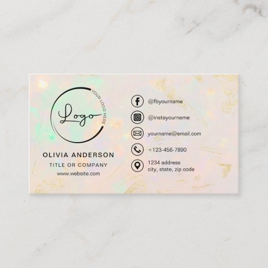 Professional Opal Business Logo Social Media 名刺 (正面)