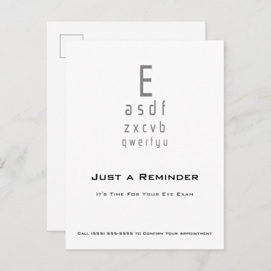 Professional Optometrist Eye Chart Appointment ポストカード (正面/裏面)