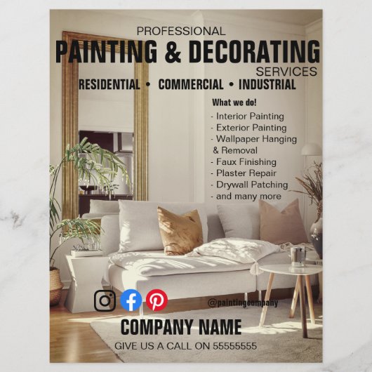 Professional Painting & Decorating Service Flyer | チラシ (正面)