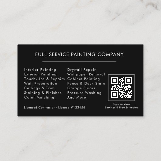 Professional Painting Service Contractor QR Code 名刺 (裏面)