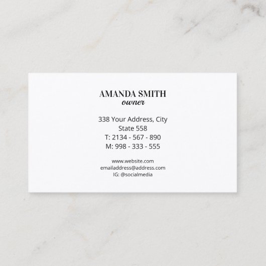 Professional Pet Grooming & Animal Care 名刺 (裏面)