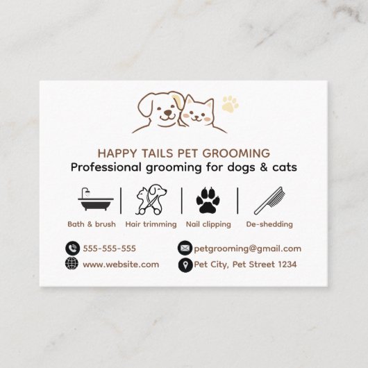 Professional Pet Grooming Custom Business Card  名刺 (正面)