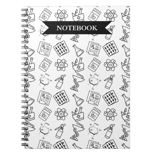 Professional Pharmacy Icon Pattern Notebook ノートブック (正面)