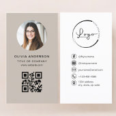 Professional Photo Beige QR Code Social Media 名刺