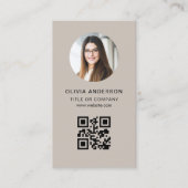 Professional Photo Beige QR Code Social Media 名刺 (正面)