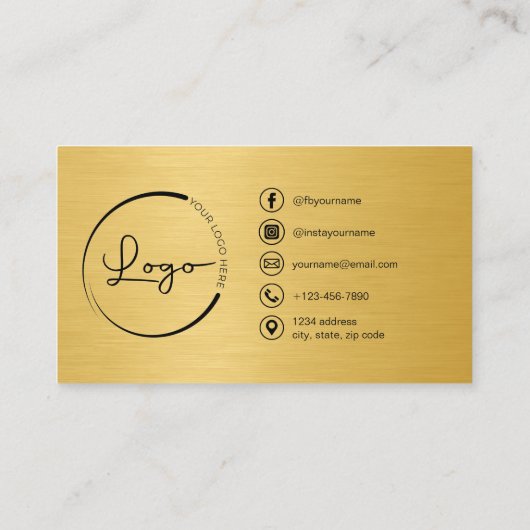 Professional Photo Gold QR Code Social Media 名刺 (裏面)