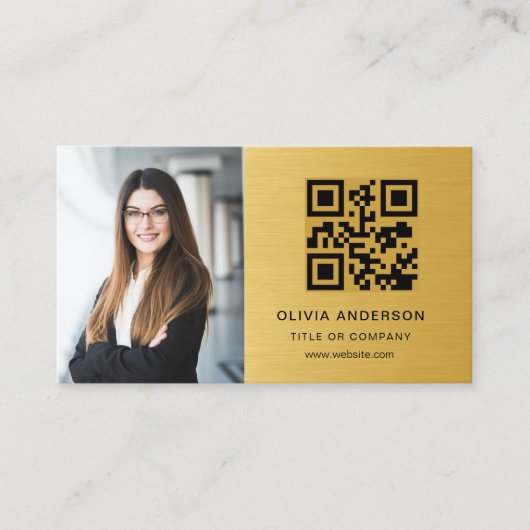 Professional Photo Gold QR Code Social Media 名刺 (正面)
