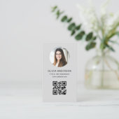 Professional Photo Grey QR Code Social Media 名刺 (スタンド正面)