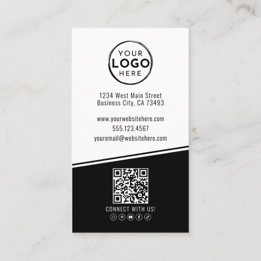 Professional Photo QR Code Company Logo Vertical 名刺 (裏面)
