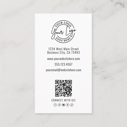 Professional Photo QR Code Company Logo Vertical 名刺 (裏面)