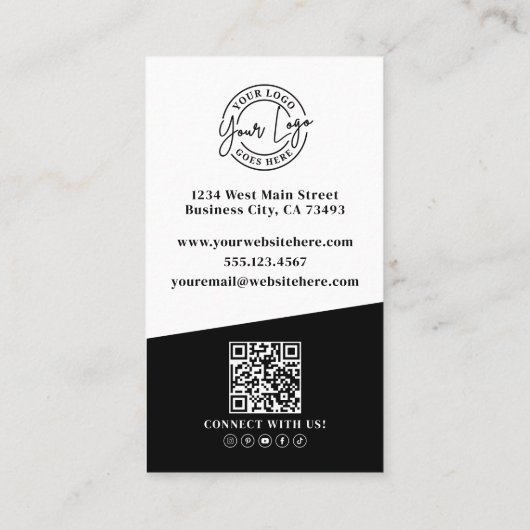 Professional Photo QR Code Company Logo Vertical 名刺 (裏面)