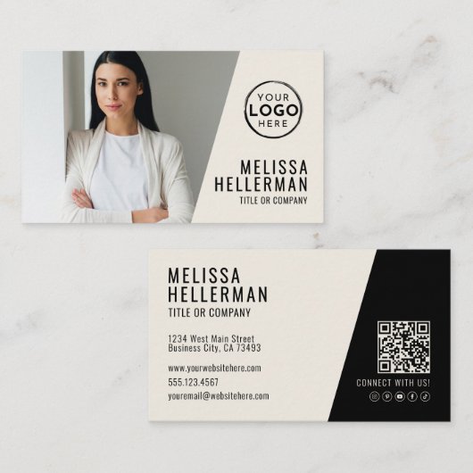 Professional Photo QR Code Company Your Logo 名刺 (正面/裏面)