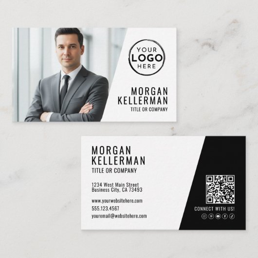 Professional Photo QR Code Company Your Logo 名刺 (正面/裏面)