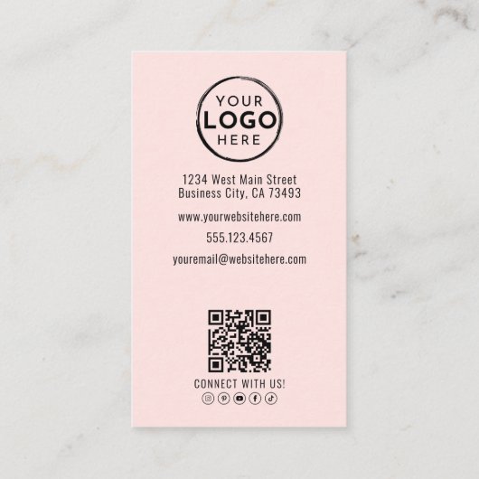 Professional Photo QR Code Logo Blush Pink 名刺 (裏面)