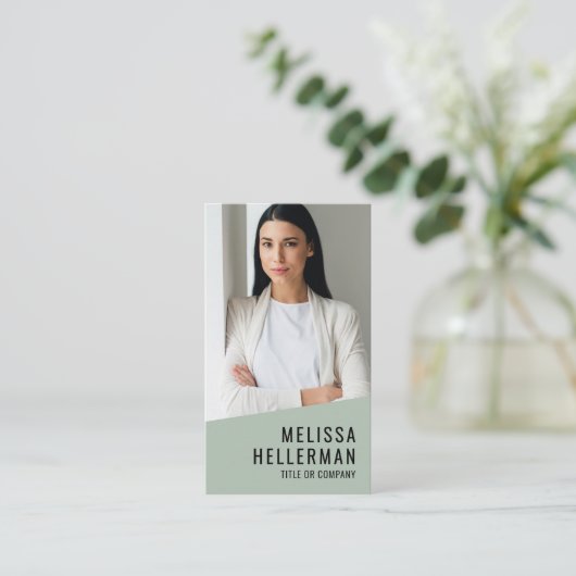 Professional Photo QR Code Logo Green Vertical 名刺 (スタンド正面)