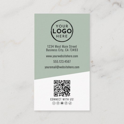 Professional Photo QR Code Logo Green Vertical 名刺 (裏面)