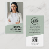 Professional Photo QR Code Logo Green Vertical 名刺 (正面/裏面)